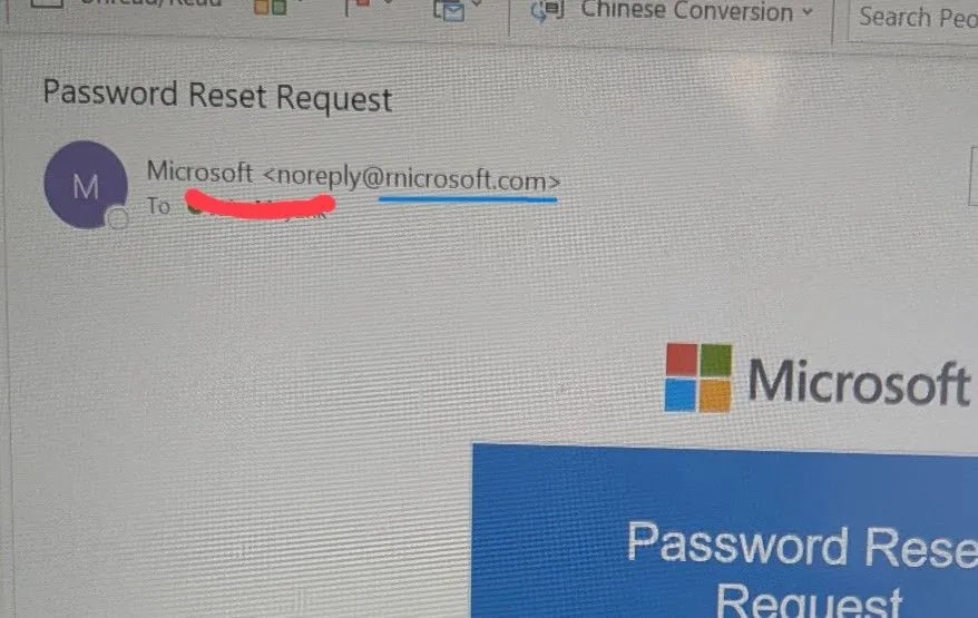 Nguy hiểm Tấn công Phishing: Typosquatting 'rnicrosoft.com' tinh vi
